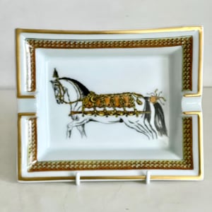 Vintage Hermes Ashtray Gold Dress Horse Equestrian Rare, Large 19cm VGC!