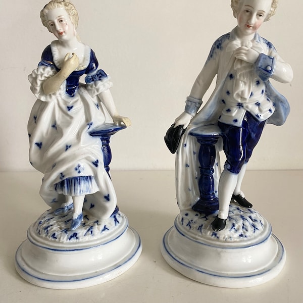 Paire De Figurines Anciennes Augustus Rex En Porcelaine Allemande