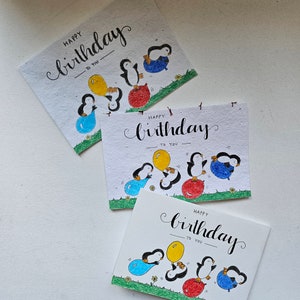 cadeau d'amant de pingouin | pingouin sur ballons | carte d'anniversaire pour enfants | anniversaire de pingouin | Carte d'anniversaire 5x7 | Cartes d'anniversaire | jolie carte pingouin