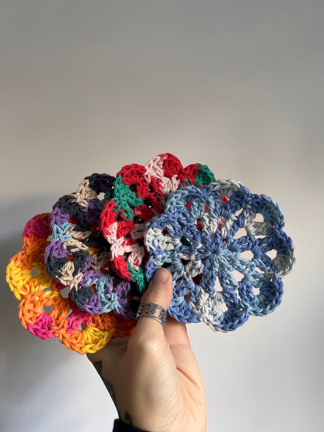 Flower Ombre Crochet Coaster Etsy