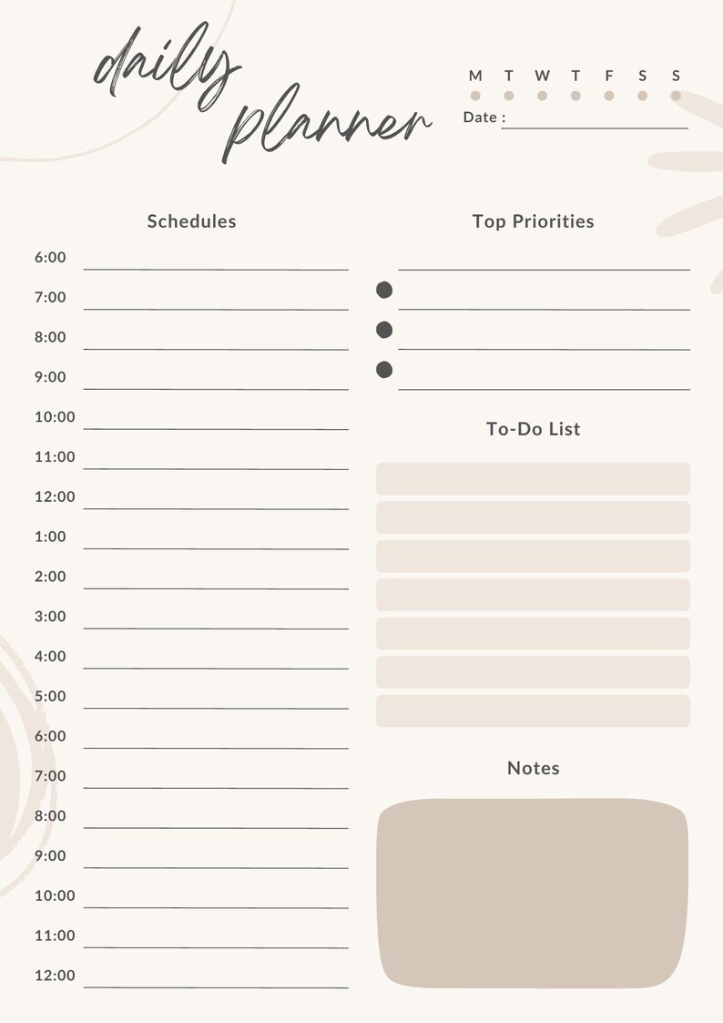 Planner Daily to Do List Notes Printable Planner - Etsy