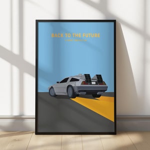 Zurück in die Zukunft Poster, Robert Zemeckis Film, DeLorean Wandkunst, digitaler Download, minimales Filmplakat, Geschenkidee, Wohnkultur