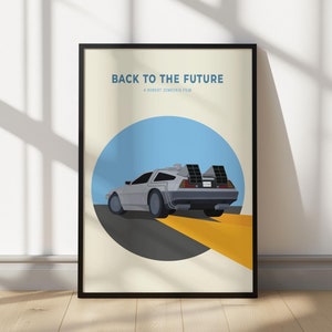 Zurück in die Zukunft Filmposter, Robert Zemeckis Film, DeLorean Poster, digitaler Download, minimalistisches Filmposter, Geschenkidee für Sie und Ihn