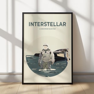 Interstellar Movie Poster | Christopher Nolan Cinema | Gift for Movie Lover | Anne Hathaway & Matthew mcConaughey | Home Cinema Decor | Art