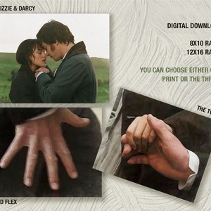 Pride and Prejudice small prints | Lizzie & Mr Darcy | The Touch | Hand Flex | Digital Download | Joe Wright | Jane Austen Printable | Art