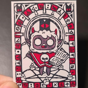 Cult of the lamb Rectangle vinyl sticker