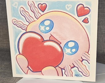 Kawaii Axolotl Greetings Card