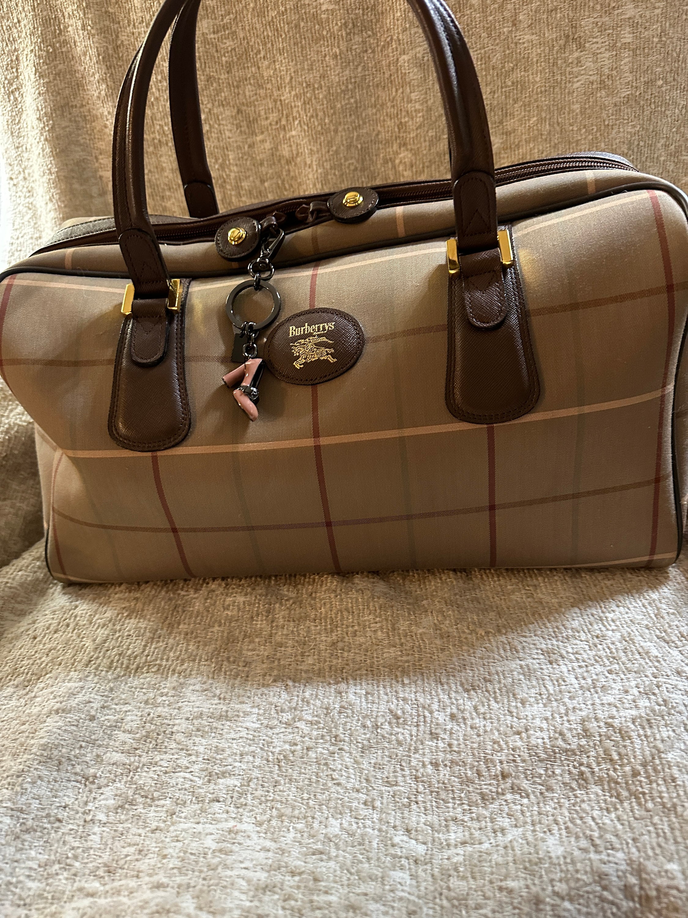 BURBERRY-Nova-Plaid-PVC-Leather-Boston-Bag-Hand-Bag-Beige-Brown –  dct-ep_vintage luxury Store