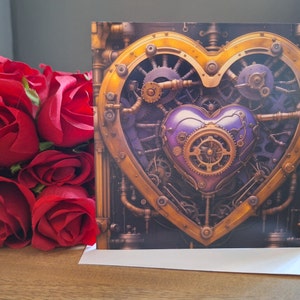Steampunk Heart Valentines Day/Anniversary Blank Greeting Card