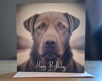 Black Labrador Happy Birthday Blank Greeting Card