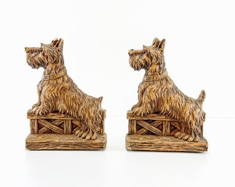 Vintage Scottie Dog Bookends, Made in USA, Circa 1950s