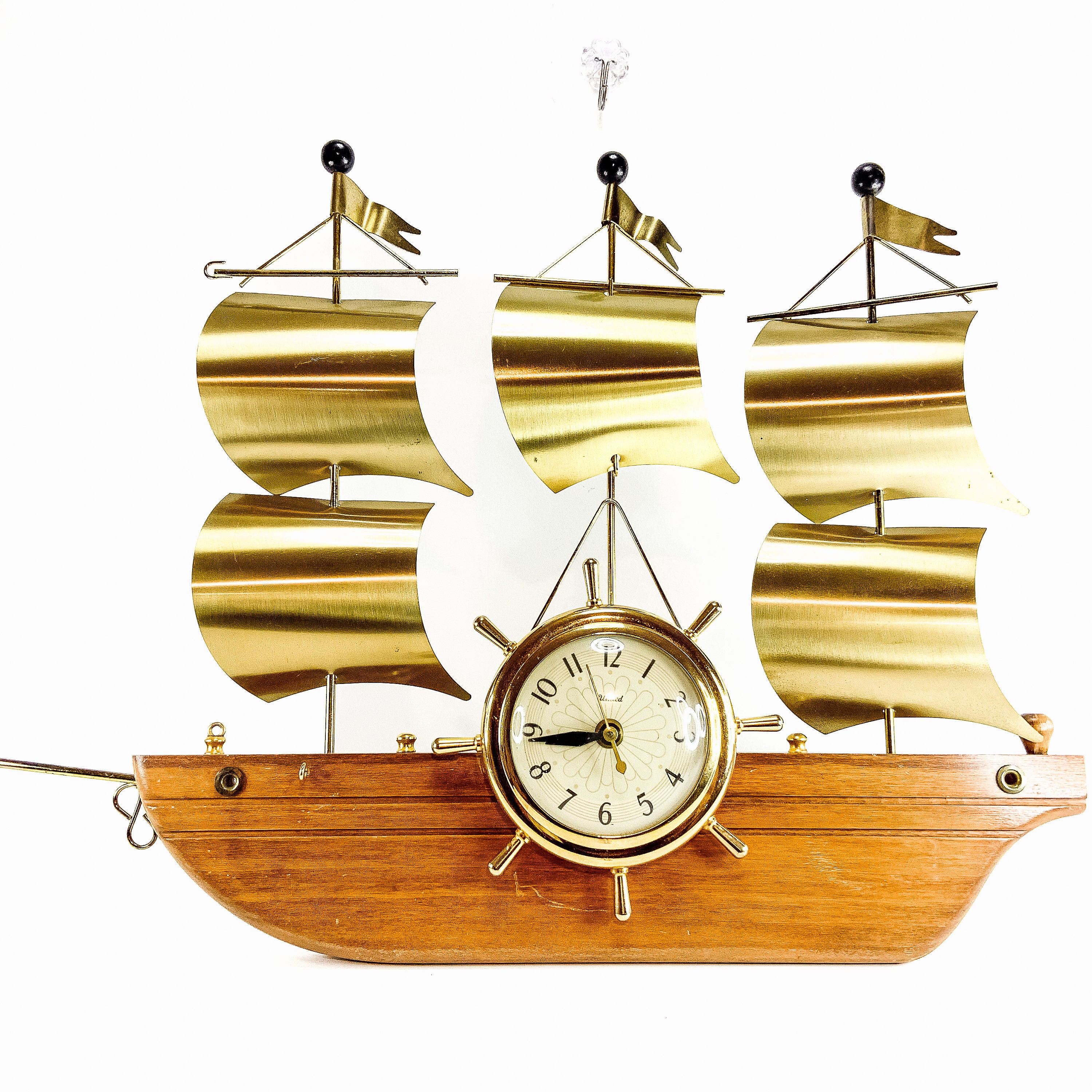 Vintage United Electric Schooner Ship Clock With Brass Sails - Etsy