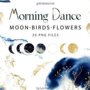 DIGITAL DOWNLOAD - Art Deco Moon, Stars, Blue Flowers - Etsy