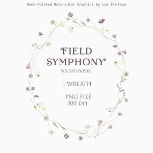 Watercolor Field Flowers Wreath Clipart, Wild Flower Wreath, Meadow Wedding Invitation Digital Download PNG