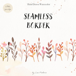 Aquarelle Feuilles d’automne Seamless Border Clipart, Fichier PNG individuel, Cadre d’automne, Bordure de feuilles d’aquarelle