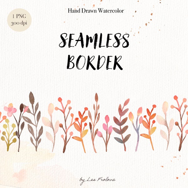 Watercolor Fall Leaves Seamless Border Clipart,Individual PNG File, Autumn Frame, Watercolor Leaves Border