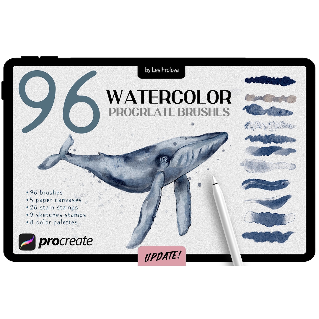 BUNDLE 96 Realistic Watercolor Procreate Brushes Kit - Etsy