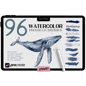 BUNDEL 96 set realistische aquarel procreate-borstels