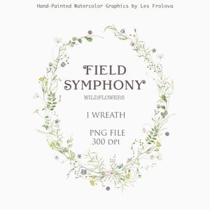 Watercolor Meadow Flowers Wreath Clipart, Wild Flower Wreath, Field Wedding Invitation Digital Download PNG