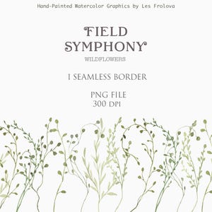 Greenery Seamless Border Clipart, Green Leaves Border, Field Wedding Invitation PNG Digital Download