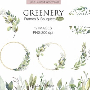Mazzi di verde dell'acquerello, goccia di fogliame verde, clipart di ghirlande di foglie. Download digitale PNG di bordo senza giunture di eucalipto