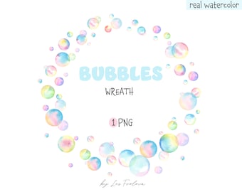 Watercolor Bubbles Wreath, Pink Blue Bubbles Baby Shower, Watercolor Bubbles Frame
