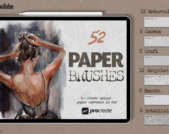 Paper Texture Brushes for Procreate. Watercolor, Craft, Canvas, Smooth, Recycled Paper Brushes Procreate
