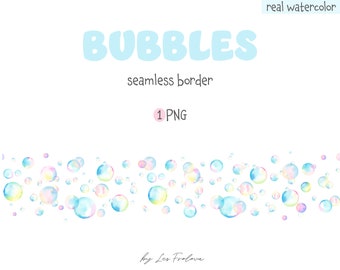 Watercolor Bubbles Seamless Border, PNG Frame, Bubbles Seamless Border, Bubbles Baby Shower