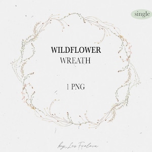 Wildflower Wreath Clipart PNG, Watercolor Floral Wreath, Field Flowers Wreath, Summer Wedding Invitation