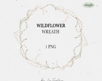 Wildflower Wreath Clipart PNG, Watercolor Floral Wreath, Field Flowers Wreath, Summer Wedding Invitation