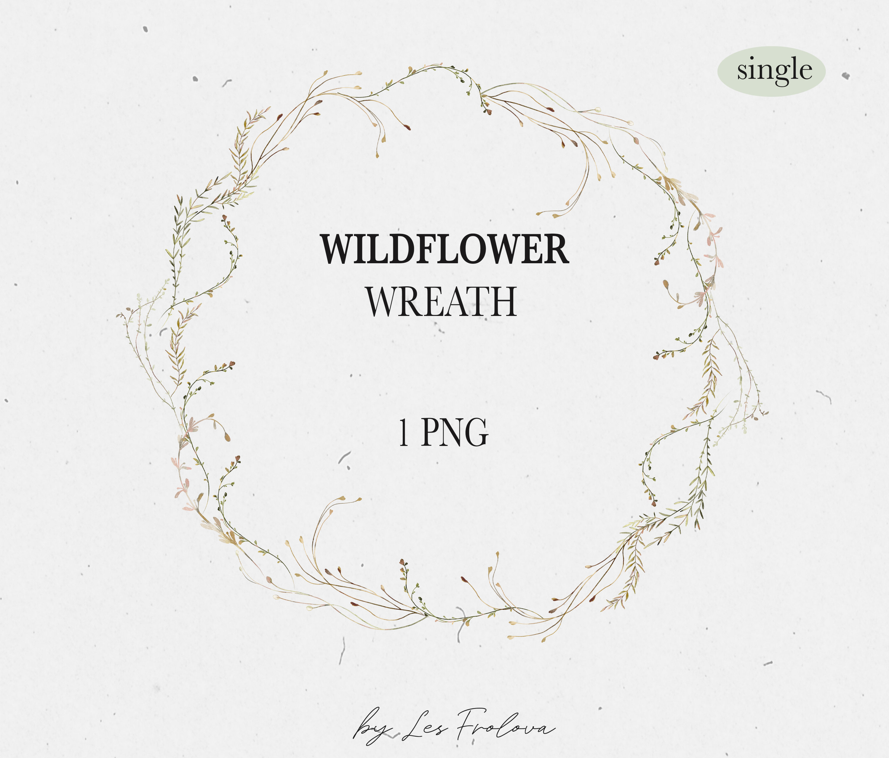 Wildflower Wreath Clipart PNG Watercolor Floral Wreath Field Etsy