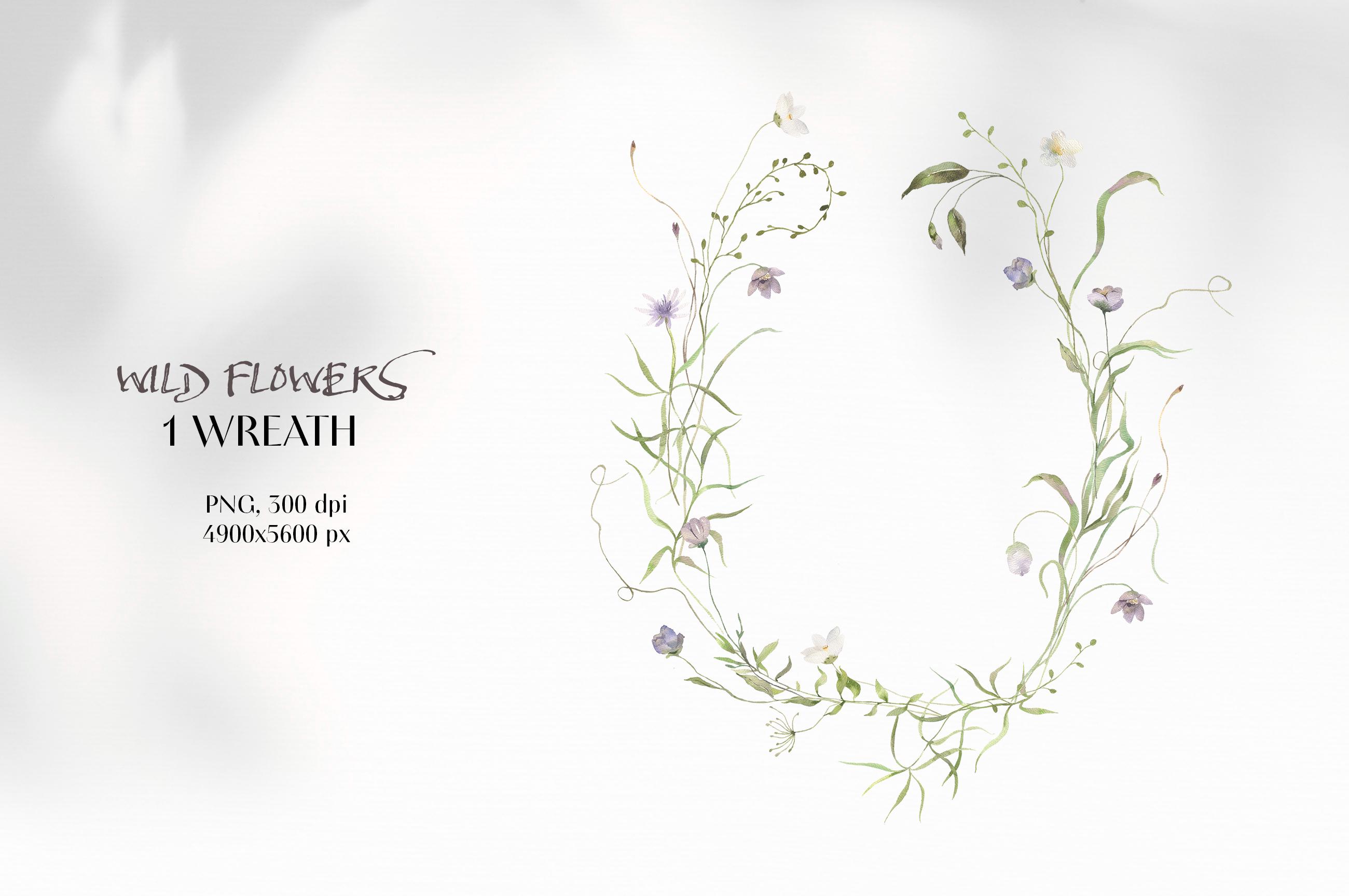 Watercolor Flowers Wreath Clipart, Wild Flowers Wreath, Summer Field ...