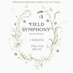 Watercolor Flowers Wreath Clipart, Wild Flowers Wreath, Summer  Field Wedding Invitation Digital Download PNG