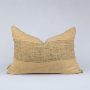Premium Indian Wool Lumbar Pillow Case Neutral Stripe Pattern in Orange Tan Palette : CASSIA SIYA