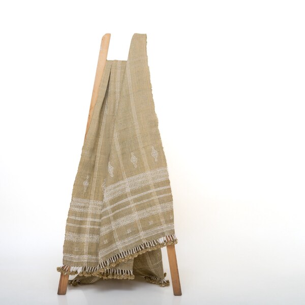 Indian Wool Desert Tan Decorative Throw Blanket, Handmade Kutch Wool Designer Blanket : JASPER