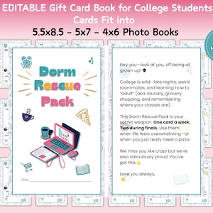Editable Printable College Survival Kit Gift Card Holder | College Care Package | Student Survival Kit - College Student Gift