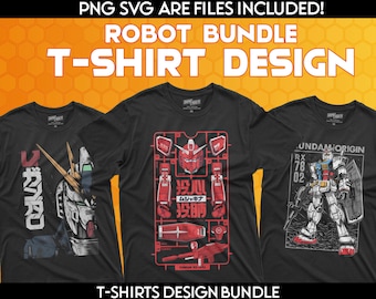 Anime Robot T-Shirt Designs: Gundam Vector Clipart (PNG SVG EPS Digital Download)