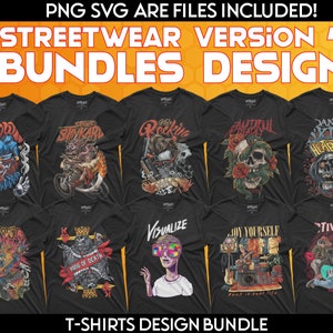 130 Streetwear Bundle V4 | Urban, Aesthetic T-Shirt Designs Digital | Urban Streetwear | Graphics Shirt | Pop Culture | T-Shirt Design