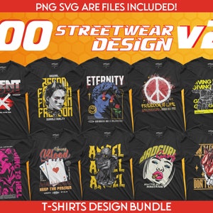 100 Streetwear Bundle V2 Urban, Aesthetic T-shirt Designs Digital Urban ...