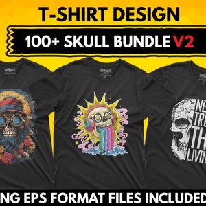 100+ Skull Bundle V2 | Skull PNG, EPS | Dtf, Dtg | Vector | T-shirt Design | Skeleton | Vintage