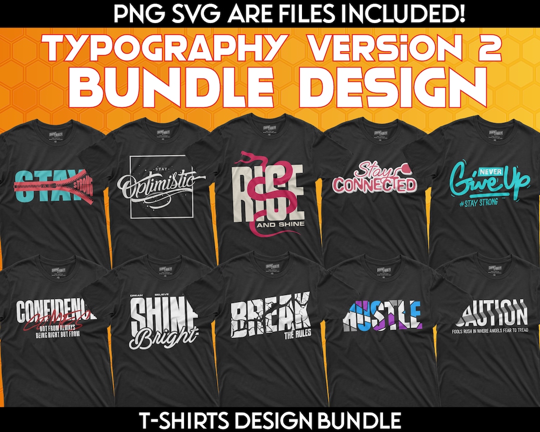 110 Typography V2 T-shirt Bundle Collection, Pod T-shirt