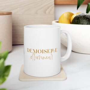 Bridesmaid Withe and Gold Lettering Ceramic Mug