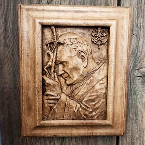 Wooden carved wall picture gift wall decorations home decor II St. John Paul II, Karol Wojtyła