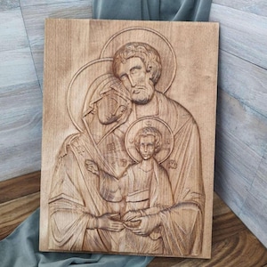 Picture Wooden bas-relief wedding anniversary Holy Family V gift 30 cm