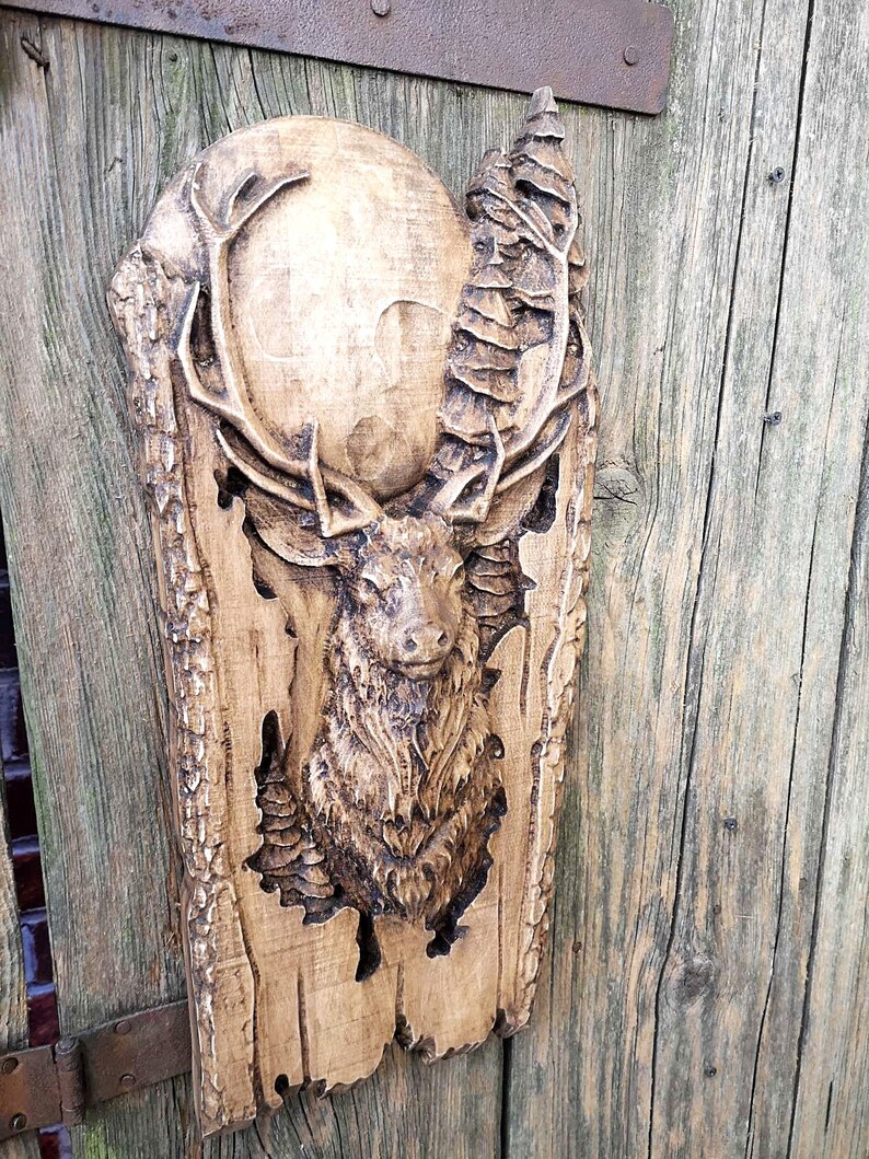 Wood Deer Wood Gift Wall Art Wildlife Wall Decor Deer Head Etsy