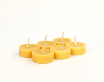 Tealight Candles 6 pack | Beeswax Tealights Candles | Natural Candles | Unscented Candles Eco Friendly 100% Organic Beeswax| Preparing Meals