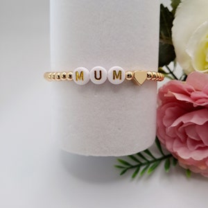 Mum/ Mama/ Mam Gold and Silver Plated Beaded Bracelet. New Mum/ Mum To Be Gift. Stacking MAMA Bracelet. zdjęcie 8