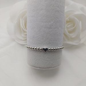 Beaded heart bracelet, gold bracelet with heart bead, silver bracelet with heart bead, pearls, stacking bracelets zdjęcie 3