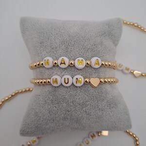 Mum/ Mama/ Mam Gold and Silver Plated Beaded Bracelet. New Mum/ Mum To Be Gift. Stacking MAMA Bracelet. zdjęcie 6