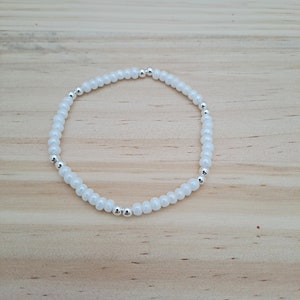 Glass seed bead and silver bead bracelet, dainty seed bead bracelet image 3